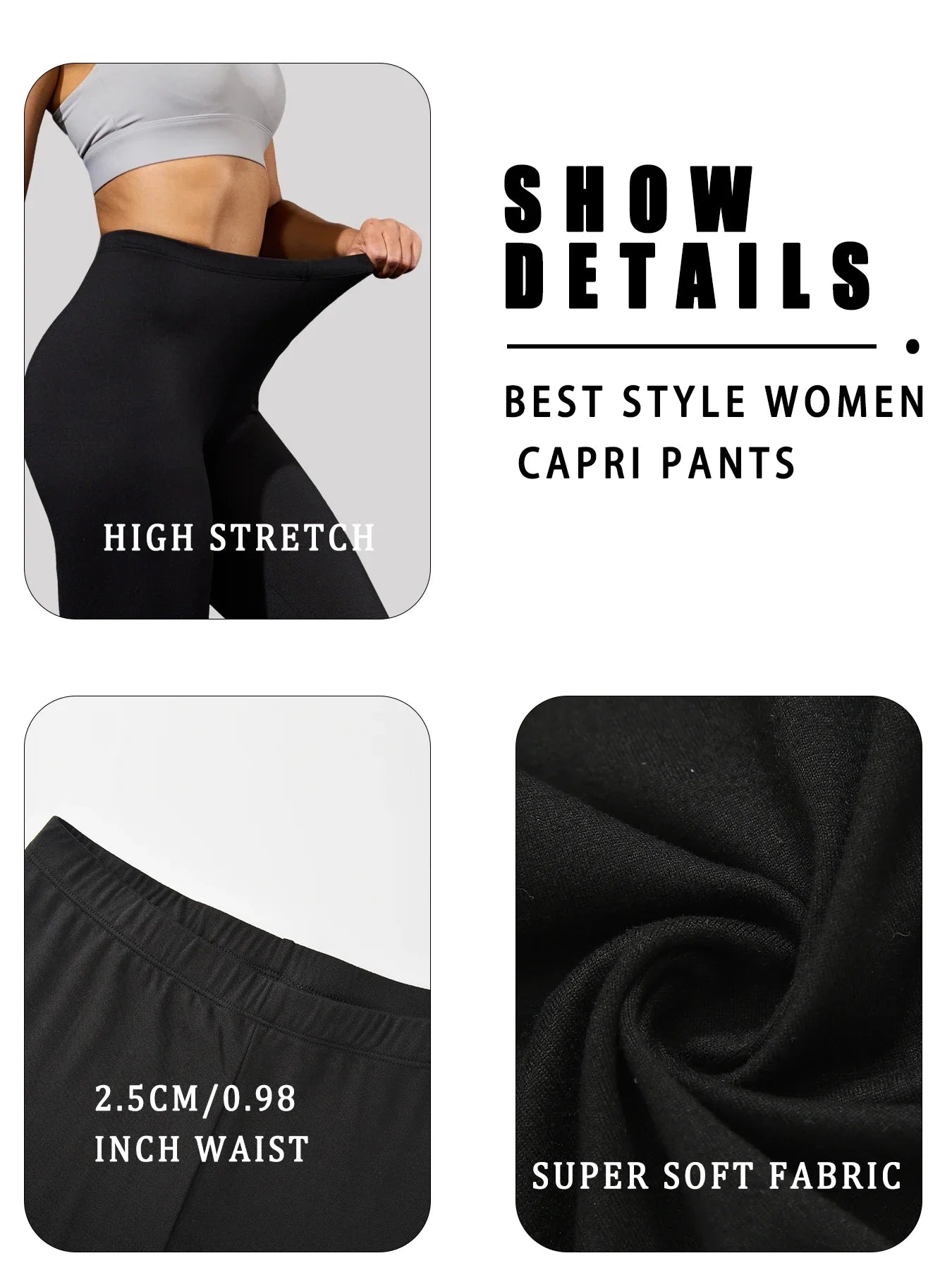 Women's Super Soft Capri Pants High Stretchy Breathable Pants No See Through Workout Running Yoga Athletic Pants Gym Leggings.