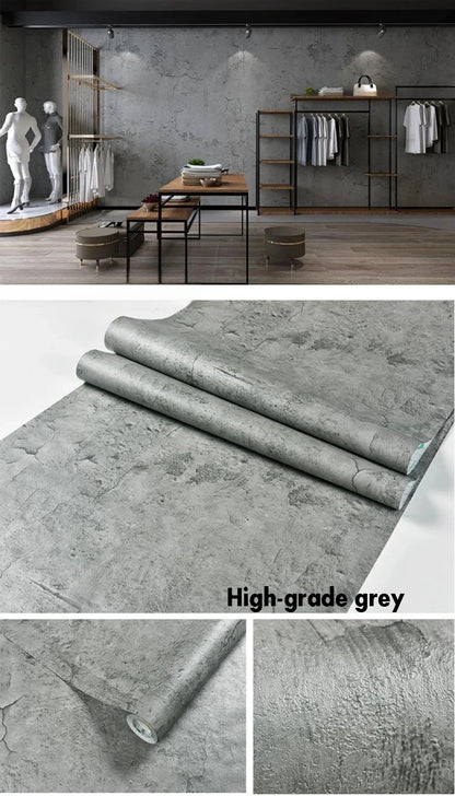 40cm PVC Dark Gray Waterproof Industrial Style Self-adhesive Wallpaper Library Living Room Bedroom Wall Renovation Vinyl Sticker