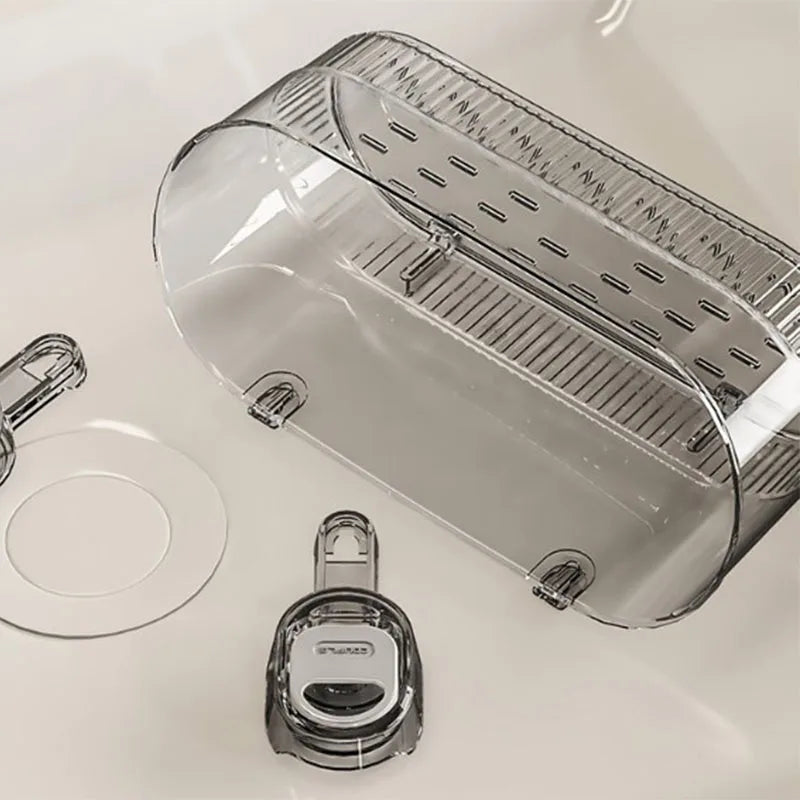 Saugnapf-Aufbewahrungsregal für Badezimmer, stanzfreie, an der Wand montierte Aufbewahrungsbox, kann abnehmbar werden, leerer Aufbewahrungskorb für Toilettenspüle