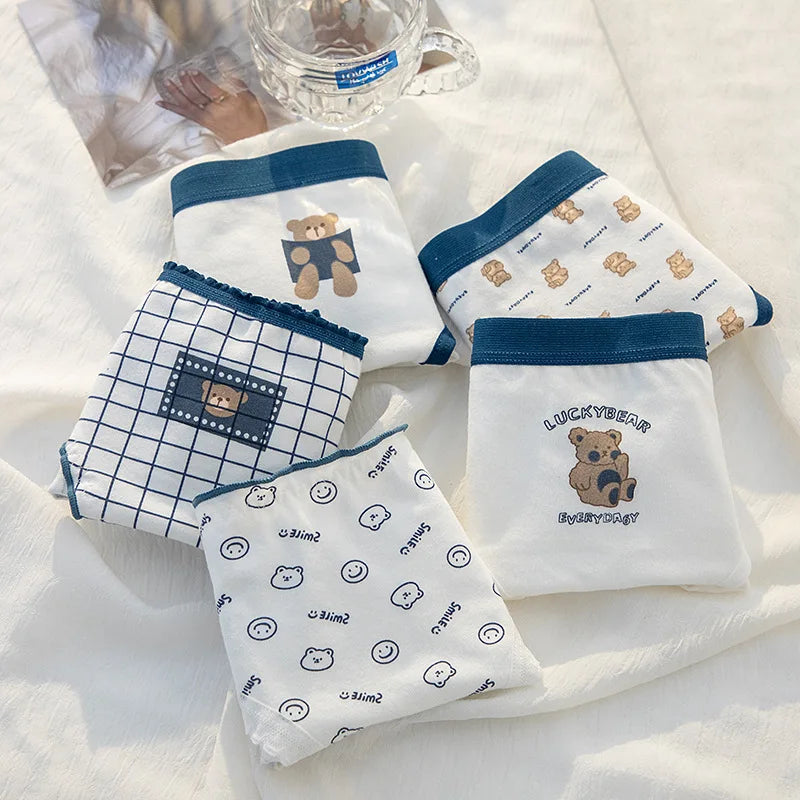 New 5Pcs/set Cotton Panties Strawberry Bear Cartoon Girls Briefs Sexy Women Underwear Lingeries Female Underpants.