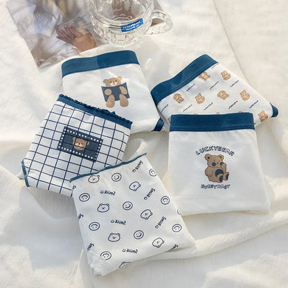 New 5Pcs/set Cotton Panties Strawberry Bear Cartoon Girls Briefs Sexy Women Underwear Lingeries Female Underpants.