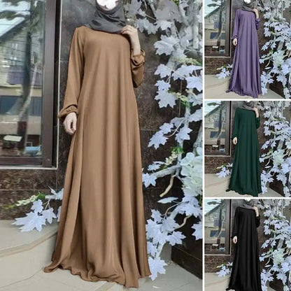 ZANZEA Muslim Women Summer Abaya Sundress Solid Islamic Clothing Marocain Vestido Robe Femme Fashion Long Sleeve Kaftan Dress.