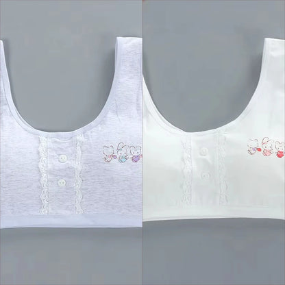 One Size Cartoon Print Girl Bra Sports Exquisite Cute Rabbit Top Underwear Young Puberty Small Training Bra 12-16Y Lingerie.