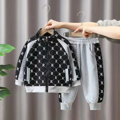 2-10Years Baby Boys Clothing Sets Spring Autumn Cotton Fashion Children Patchwork Jacket + Pants 2pcs Suit Kids Tracksuit.