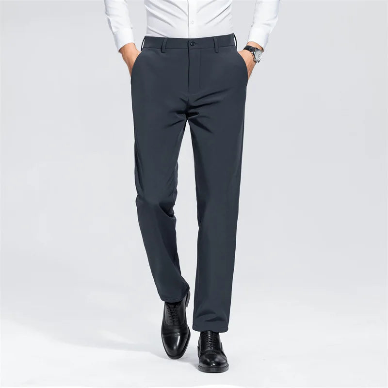 Men's Formal Down Pants 90% White Duck Down Winter Business Trousers Thickened Warm Straight Stretchable Office Pants Man PT-594