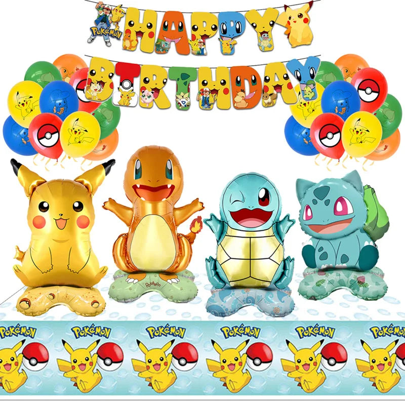Pokemon Geburtstag Party Dekoration Pikachu Blitz Neue Ballon Set Kid Event Liefert Einweg Geschirr Banner Maske Hintergrund.