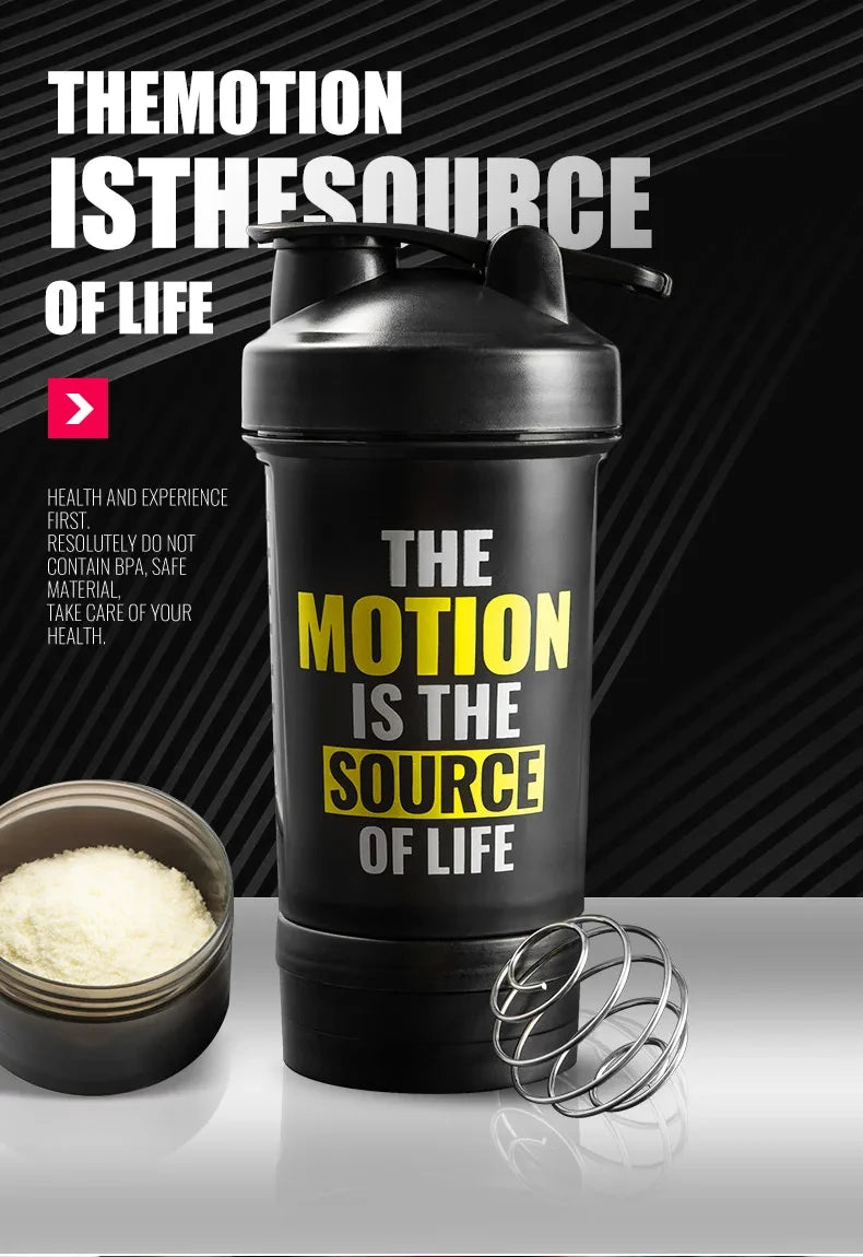 GIANXI Shaker Bottles Gym Sports Protein Powder Mixing Bottle Outdoor Portable Leak Proof Plastic Cup Drinkware.