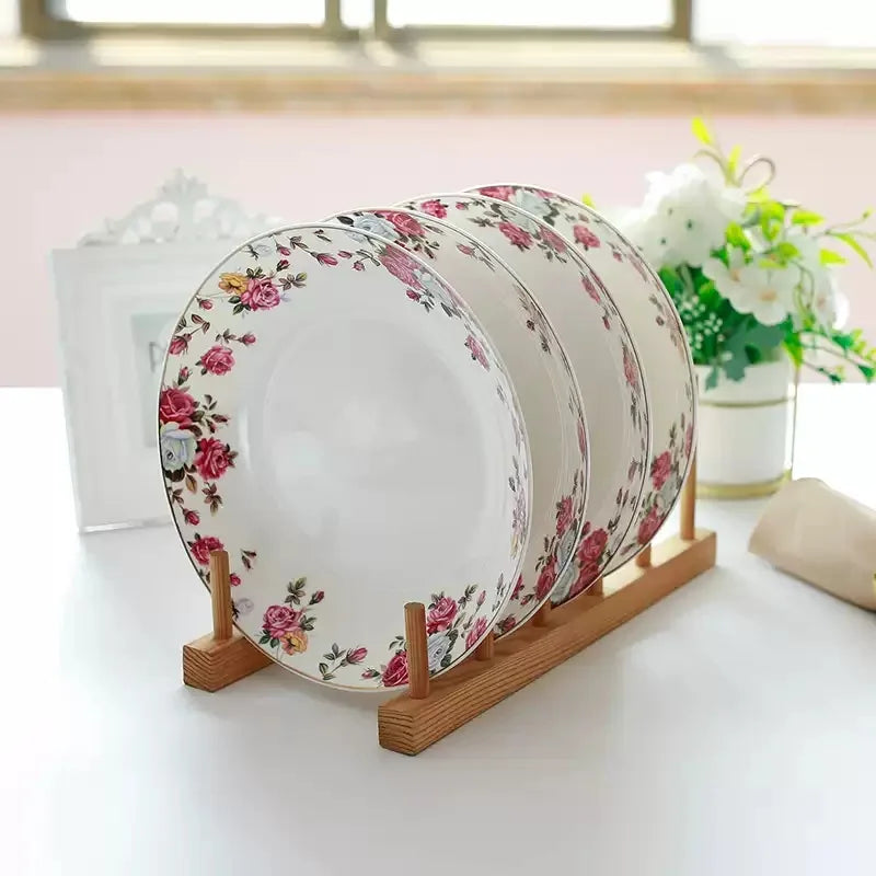 4pcs, 8inch, fine bone china plates dinner sets, porcelain serving dishes, ceramic chafing dishes, kitchen utensils sets plates.