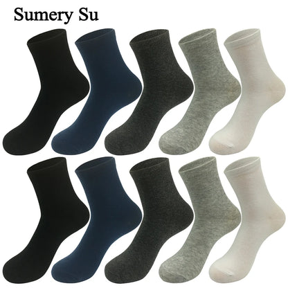 5 Pairs/Lot Socks Men Cotton Dress Wedding Black Grey White Brand Fashion Meias Male Breathable Casual Long Sock Gift 2024 New.