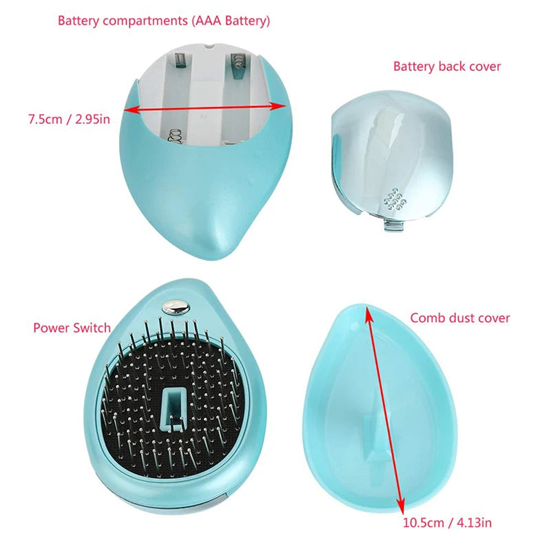 Bestselling Electric Negative Ion Massage Comb Portable Battery Style Hair Comb For Massaging Scalps And Clearing Acupoints.
