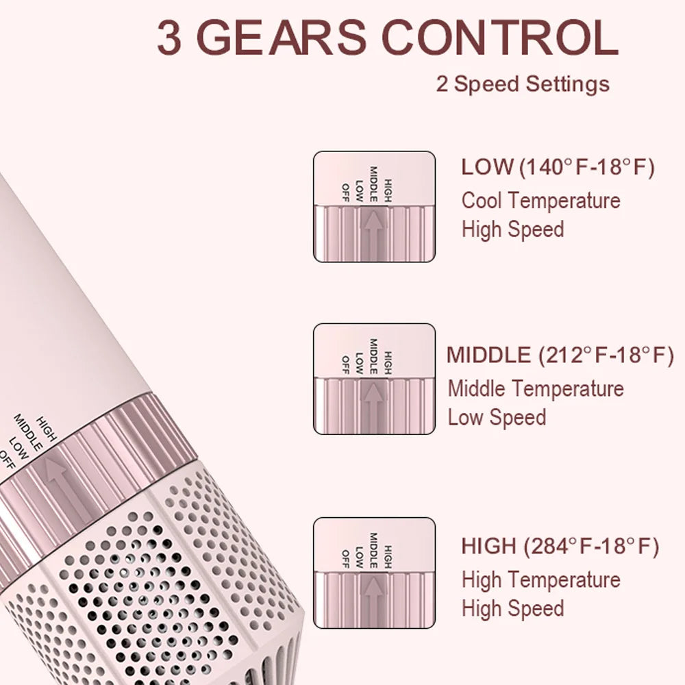 5in1 Hair Dryer Brush Curling Iron Hair Dryer Detachable Auto Wrap Curlers Fast Drying Electric Styling Hair Blower Brush.