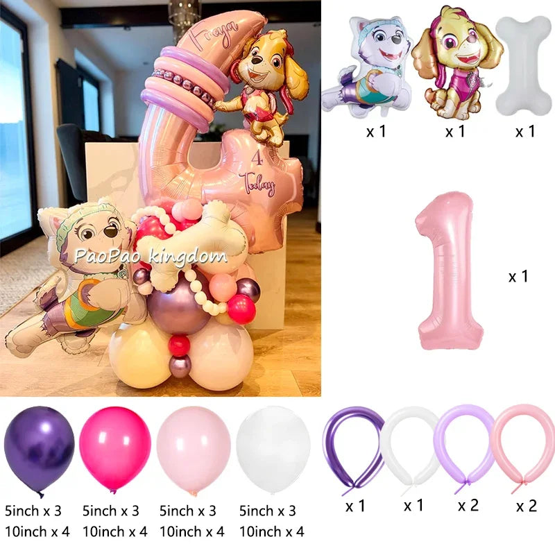 PAW Patrol Folienballons Digitale rosa Zahlenballons PAW Patrol Geburtstag Babyparty Party Dekoration Geschenk Chase Skye.