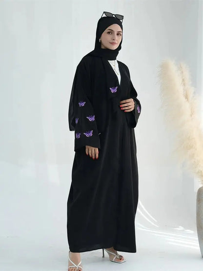 Ramadan Open Linen Butterfly Kimono Abaya Dubai Turkey Islam Muslim Dress Abayas For Women Kebaya Kaftan Robe Musulmane Femme