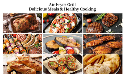 Grill Hot Air Fryer 8in1 Hot Air Fryer 6L Capacity Airfryer Electric Grill with Touch Control, Max 230°C 120-Minute Timer 1700W.