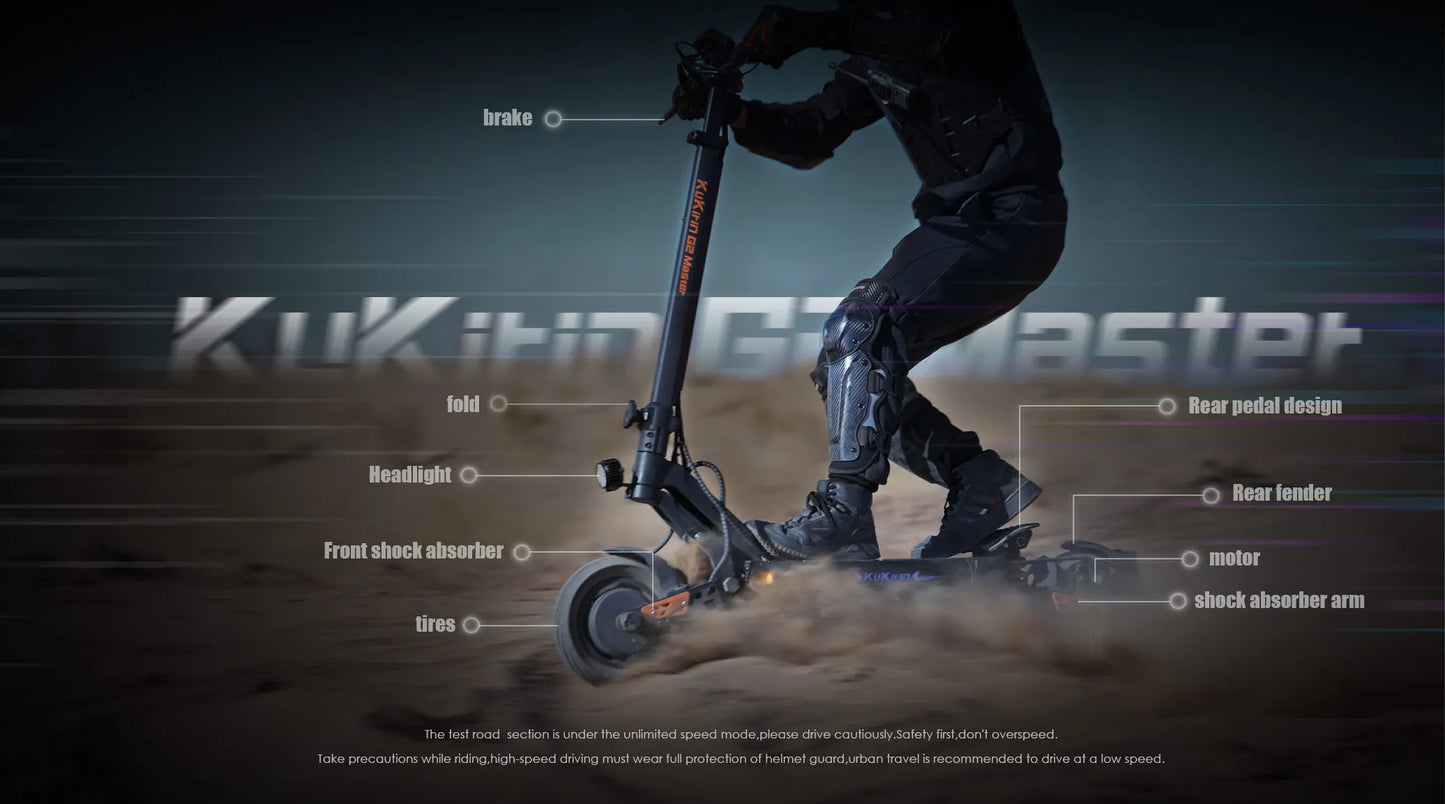 KuKirin G2 Master Electric Scooter 1000W*2 Dual Motor 52V 20.8Ah 60km/h Max Speed Front&Rear Disc Brake Hydraulic Shock Absorber.
