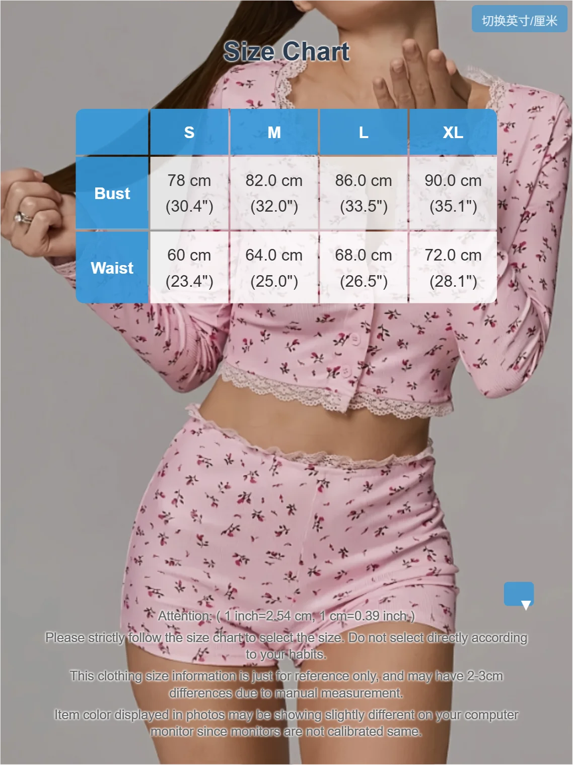 Damen-Pyjama-Set mit Blumenspitzenbesatz, vorne, kurzärmliges Oberteil und Shorts, lässige, bequeme Nachtwäsche