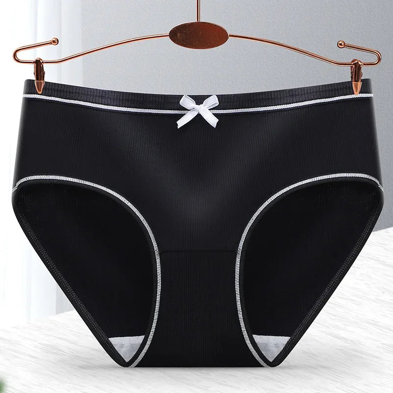 Ladies Cotton Underwear Panties Girls Sexy Seamless Antibacterial Crotch Breathable Briefs Mid-waist Large Size Women's Panties.