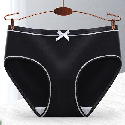 Ladies Cotton Underwear Panties Girls Sexy Seamless Antibacterial Crotch Breathable Briefs Mid-waist Large Size Women's Panties.