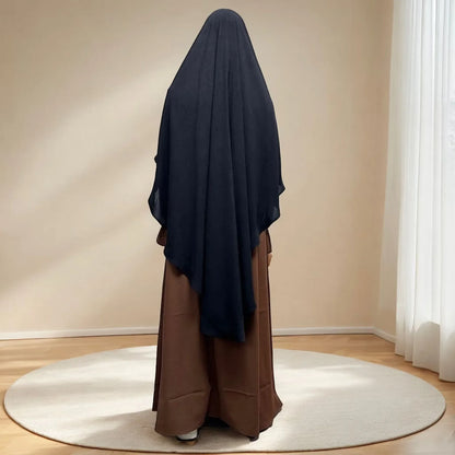 2025 Summer Muslim Women's Hijabs Traditional Soft Plain Scarf Khimar One Layer Stretch Soft Split Traditional Zip Chador.