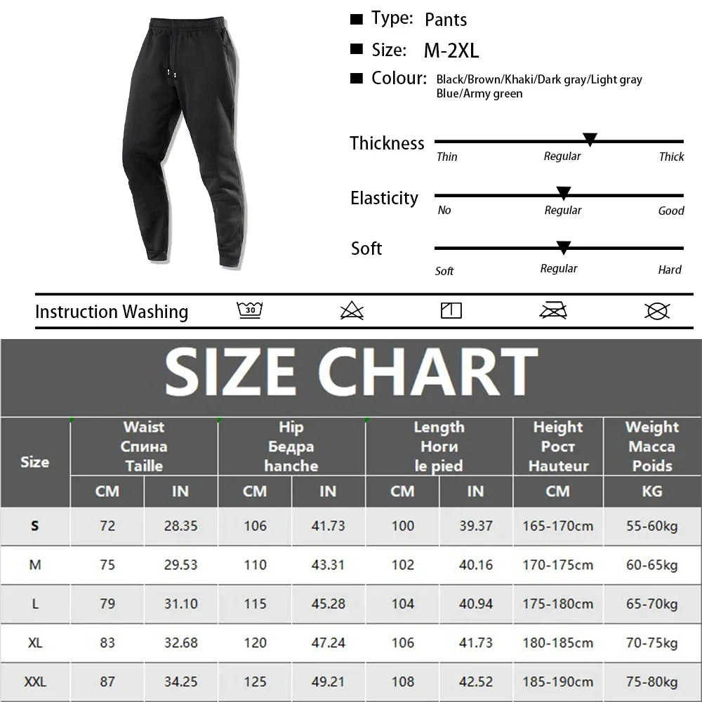 Men's Casual Sweatpants Autumn Winter Fleece Sports Pants Daily Unisex Fashion Trousers Solid Color Gym Workout Long Pants.