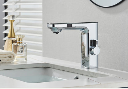 rozin Touchless Sensor Basin Faucet Smart Digital Display Bathroom Sink Faucets Grey Brass Sense Hot Cold Water Mixer Tap Crane