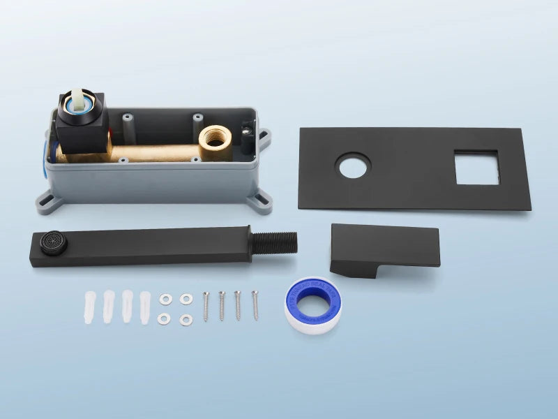 BAKALA Luxury  Mirror Matte  Black White Bathroom Faucet Basin Sink Tap Wall Mounted Square Brass Mixer LT-320BR