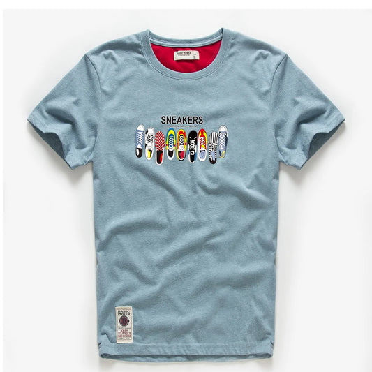 Men's T-shirt Cotton White Blue T Shirt Men Autumn Summer Causal O-neck Basic Designer Tshirt Male High Quality Classical Tops.