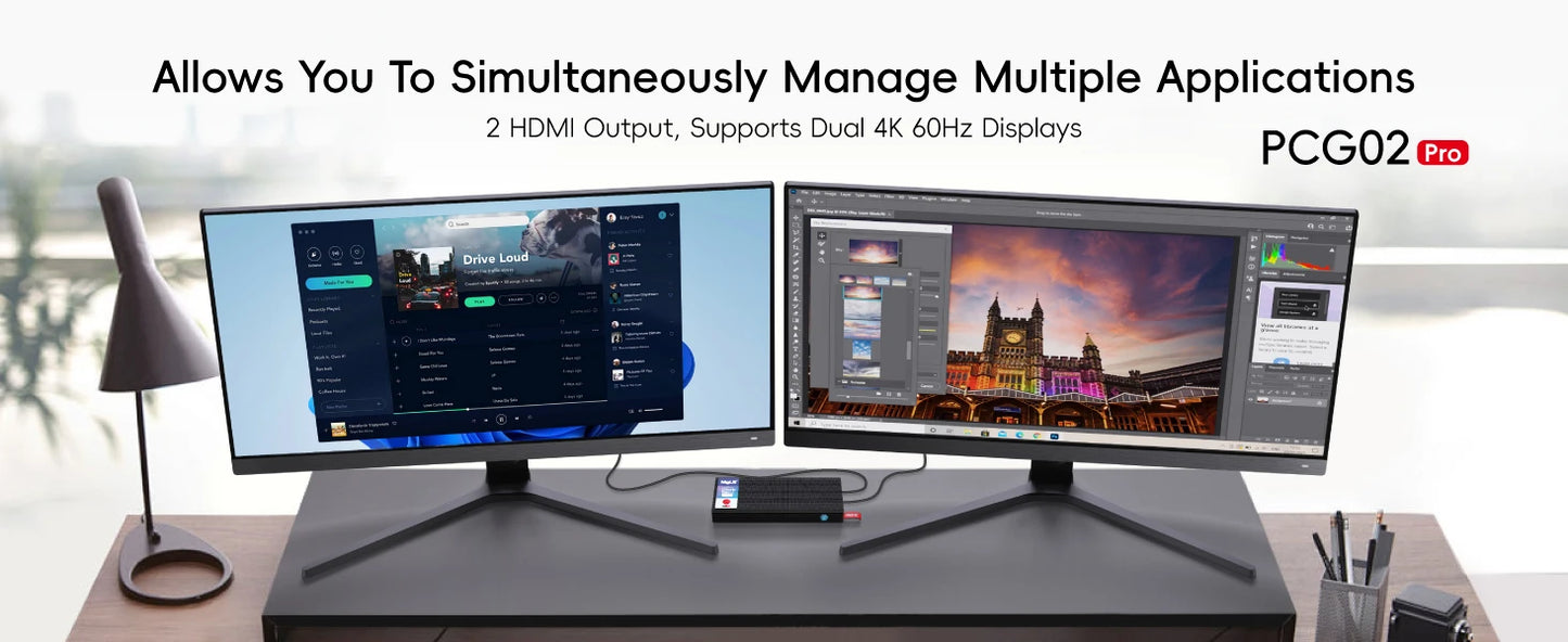 MeLE PCG02 Pro Fanless Mini PC Stick N5105 8GB/256GB, WiFi5 USB PD3.0, Micro Computer Desktop Dual HDMI, Gigabit Ethernet BT5.1.