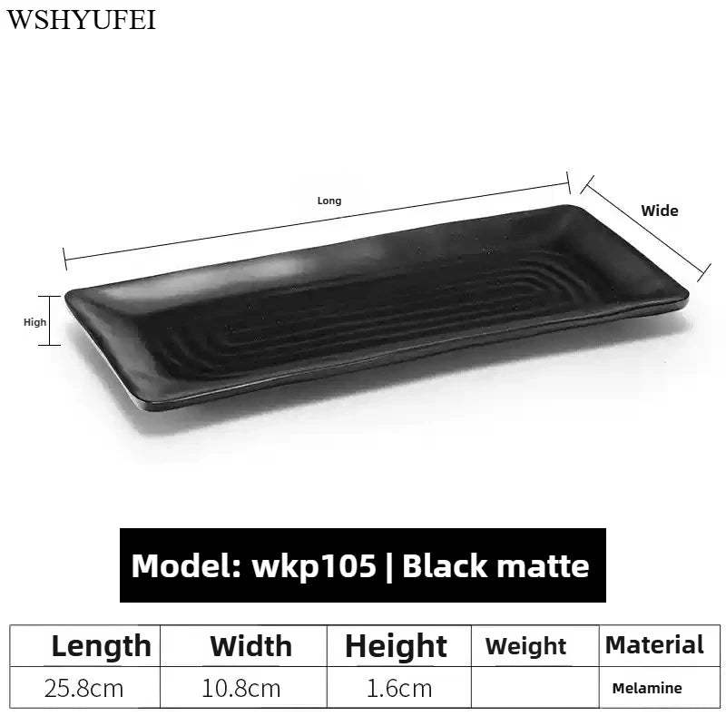 Black Melamine Plate Plastic Barbecue Dish Commercial Cutlery Kitchen Dinner Plates Not Easily Broken Tableware Accessories.