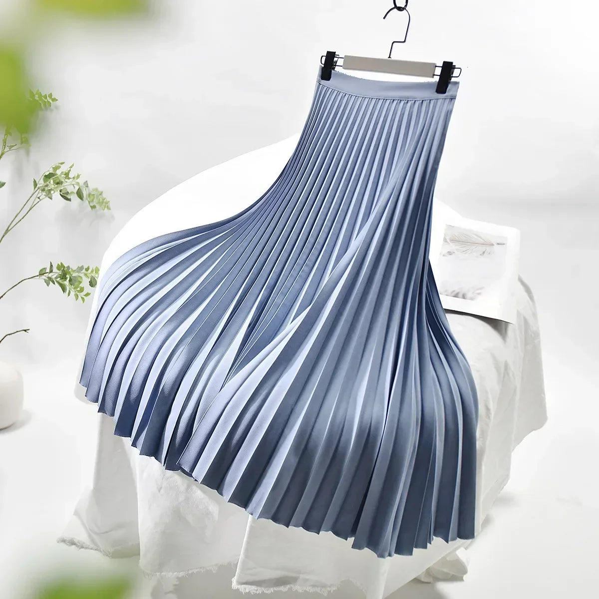 Looks Thin Pleated Skirt 2025 New High Waist A-line Skirt Mid-length Big Size Plaid Skirt Long Pleated Skirt Length 75-90cm