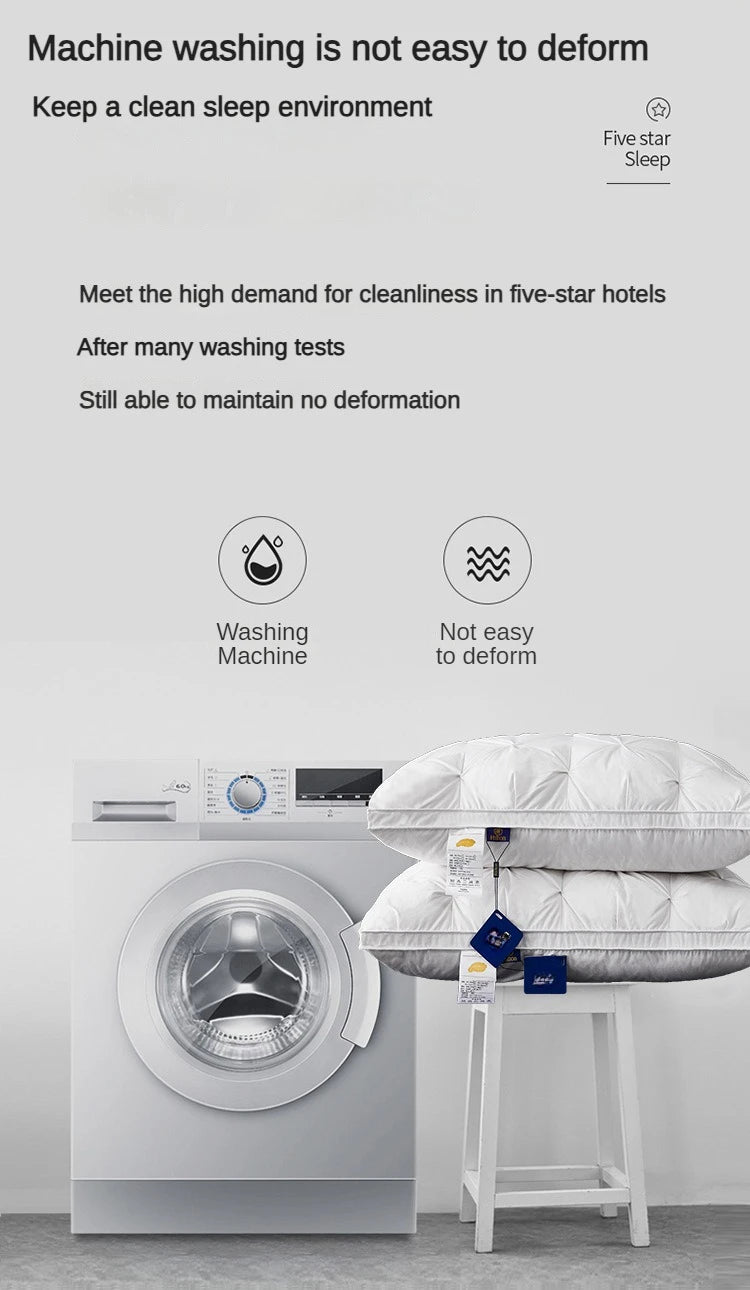 95% Goose Down Pillow White Cotton PillowCover Rectangle Bedroom Sleep 5-Star Hotel Pillow Low-Mid-high Pillows for Sleeping.