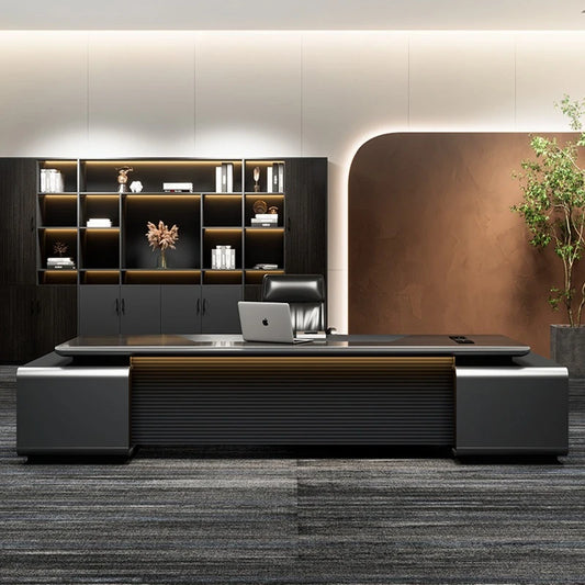 Nordischer minimalistischer Büroschreibtisch, moderner Luxus, Kreativität, Designer, L-förmiger Schreibtisch, fortschrittlicher Raum, Büromöbel, Arbeitstisch FYOD