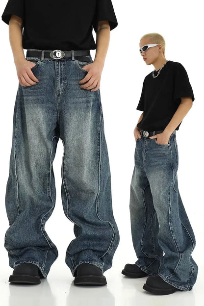 Y2K Men's Baggy Jeans Unisex Trendy Casual Wide-Leg Denim Pants High Street Quality American Style Streetwear Oversize Trousers.