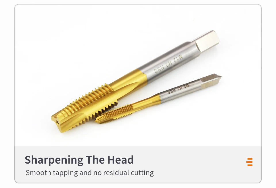 HSS Titanbeschichtung Gewindebohrer Bohrer M2 M2,5 M3 M3,5 M4 M5 M6 M8 M10 M12 Metrische gerade Nut Gewindebohrer Handwerkzeuge