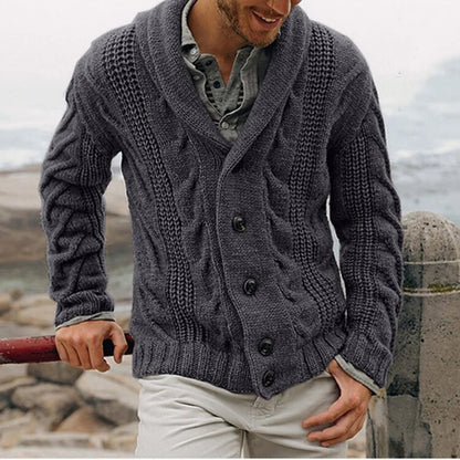 Knitted cardigan men's single-breasted loose models coarse needle sweater men's spring and fall outer wear.
