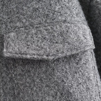 2025 frauen Elegante Feste Mantel Zipper Langarm Tasche Bomber Jacke Weibliche Casual Weiche Woolen Lose Streetwear Mäntel.