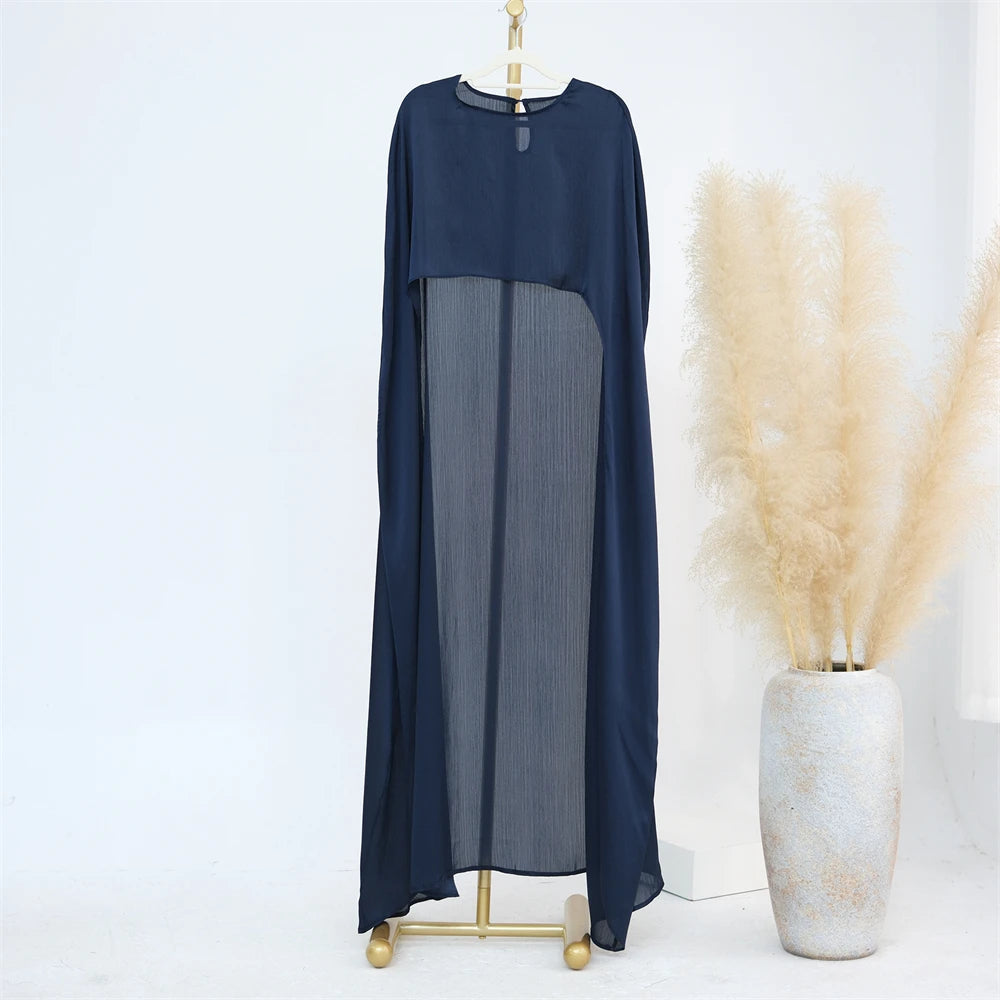 Ramadan Satin 2 Piece Abaya Modest Muslim Sets Kebaya African Dresses For Women Robe Femme Musulmane Caftan Marocain Vestidos