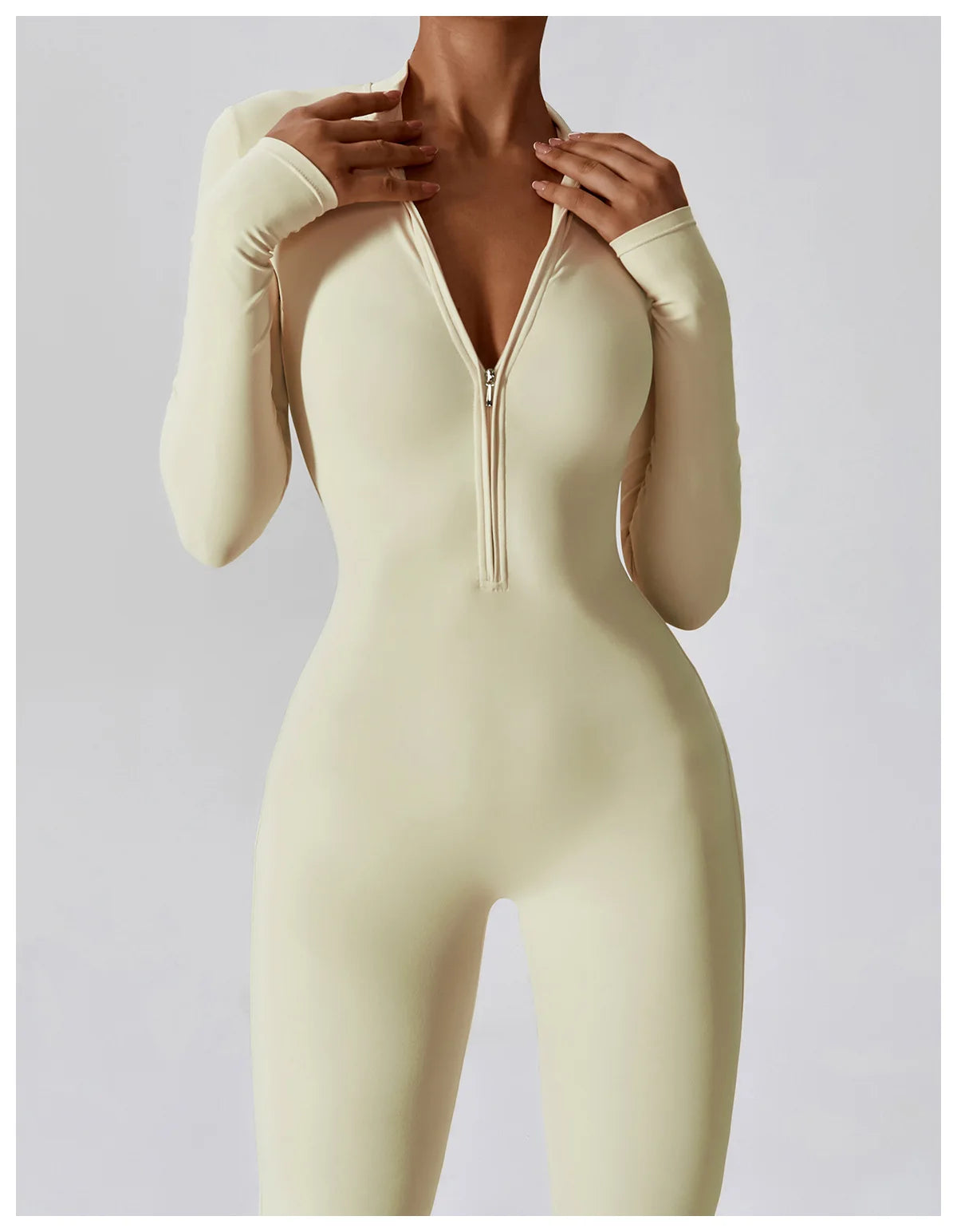 Zipper Long Sleeve Jumpsuit Gym Sportswear Women Yoga Boilersuit Women Sports Jumpsuit Fitness Rompers Stretch Workout Bodysuits