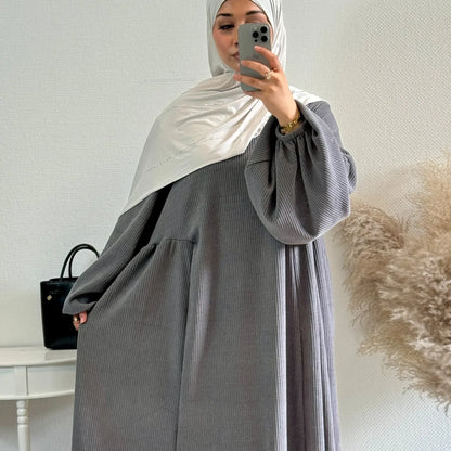 Winter Corduroy Abaya Warm Muslim Dress Closed Abayas for Women Dubai Luxury Turkey Kaftan Hijab Robe Ramadan Eid Islam Clothes