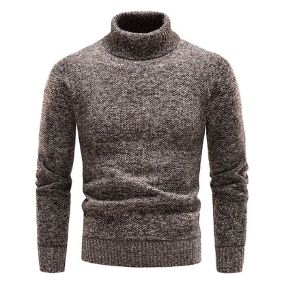 Autumn Winter Fleece Sweater Men Thicker Turtleneck Warm Pullover Slim Fit Man Clothes Luxury Brand Black Brown Jumpers Elastic.