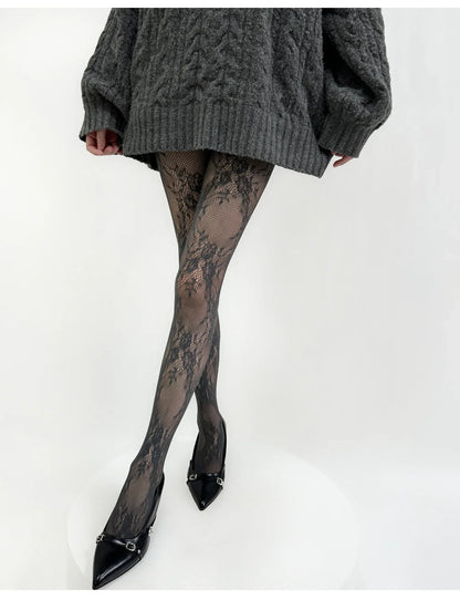 2025 New Tights Women Sexy Lace Floral Thigh High Stockings Pantyhose Lingerie Hosiery Mesh Fishnet Stockings Women Tights