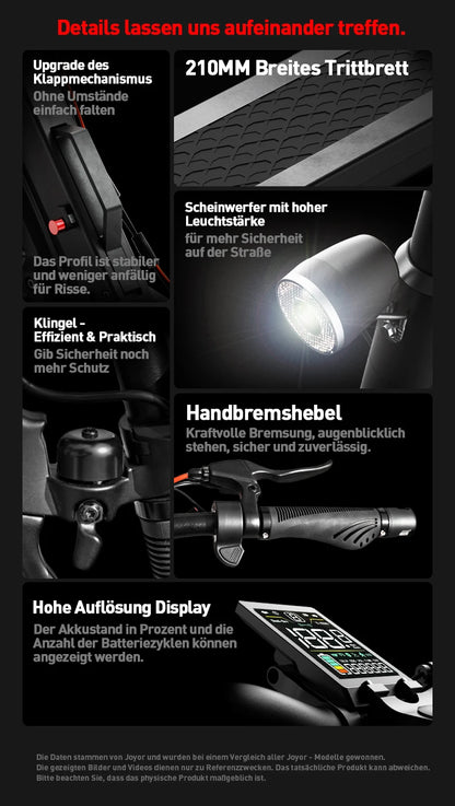 JOYOR T6E Adult Electric Scooter 500W Motor 48V18AH Battery E-Mountain Escooter 10" Off-Road Tire Foldable E-Scooter.