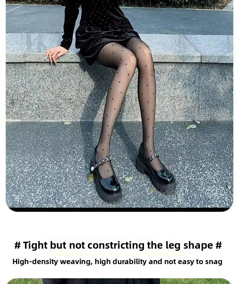 Thin Summer Black Silk Stockings Women's High Transparent Anti-Catch Wear-Resistant Polka Dot Design Comfortable Underwear.