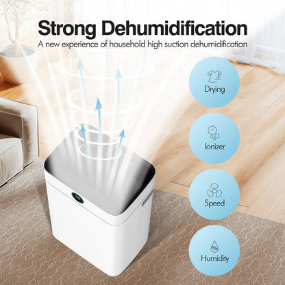 Dehumidifier 20 L, Dehumidifier Cellar Rooms with Digital Display, 24H Timer, Automatic Defrosting, Dry Clothes, Continuous Drai.