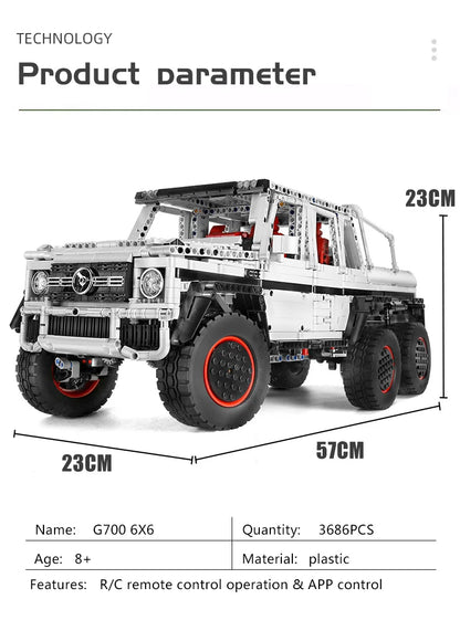 MOULD KING 13061 Technical Car Toys The APP&RC Motorized G63 6X6 Off-Road SUV Car Model Assembly Building Blocks Bricks Kid Gift.