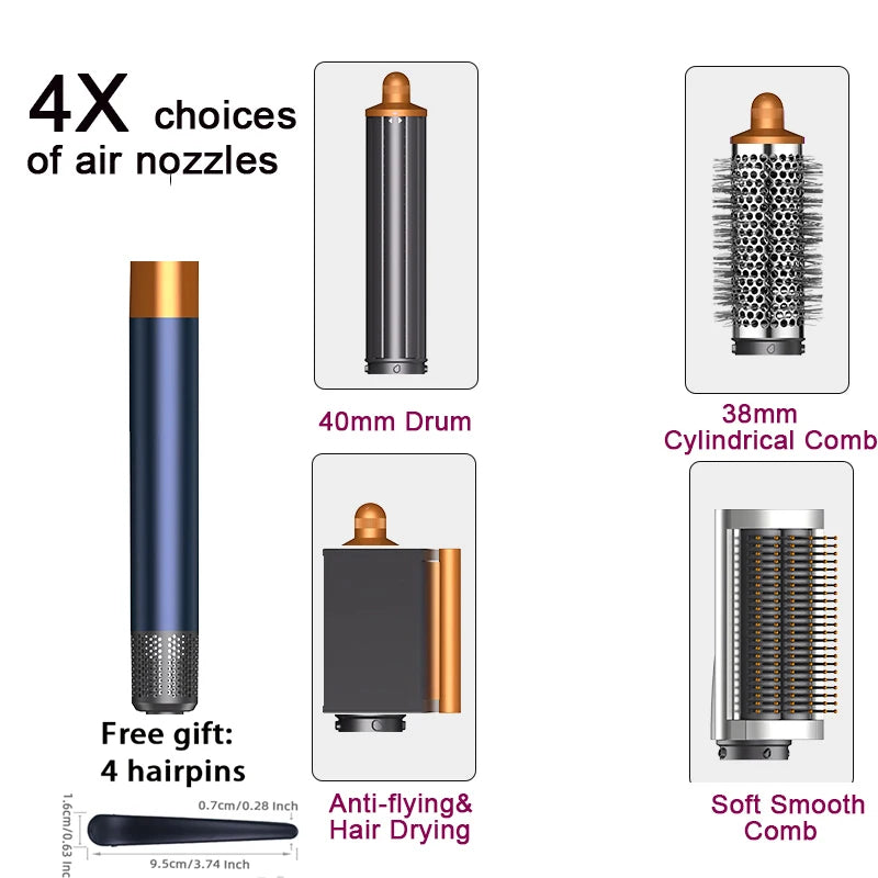 Professional 6IN1 1300W Multi-Functional Hair Styler - Dry, Straighten, Curl with Brush, Ideal for Salon & Home Use.