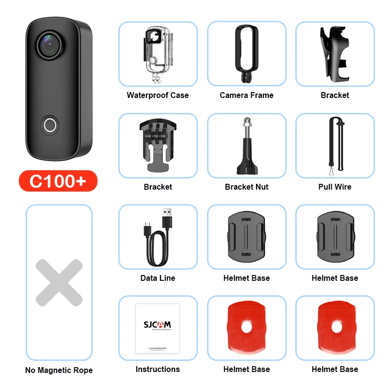 SJCAM C100 Plus Action Cam 4K Electronic Image Stabilization 2.4G WiFi 30M Waterproof With Case Sport Camera Black White