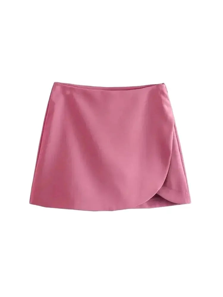 Women Fashion Pareo Style Shorts Skirts Vintage High Waist Side Zipper Female Skort Mujer.