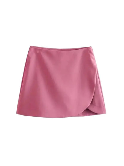 Women Fashion Pareo Style Shorts Skirts Vintage High Waist Side Zipper Female Skort Mujer.