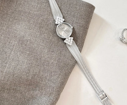 GEDI Watch Gold Silver Diamond Inlaid Steel Strip Women's Wristwatch Vintage Niche Light Luxury Temperament Quartz Watch Woman